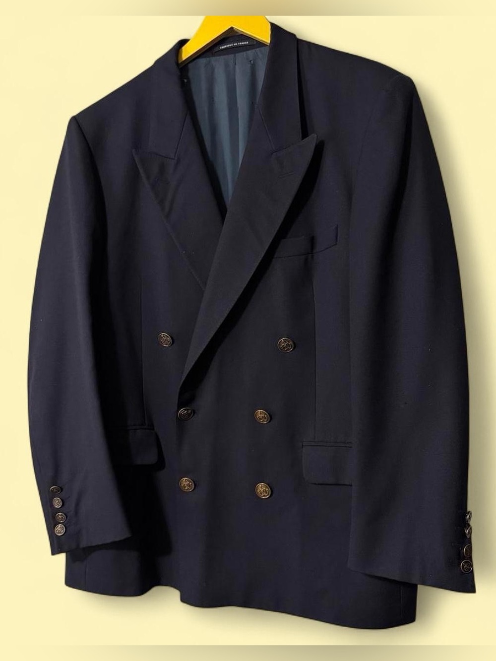 Yves Saint Laurent navy blue double breasted blazer with flaws xl